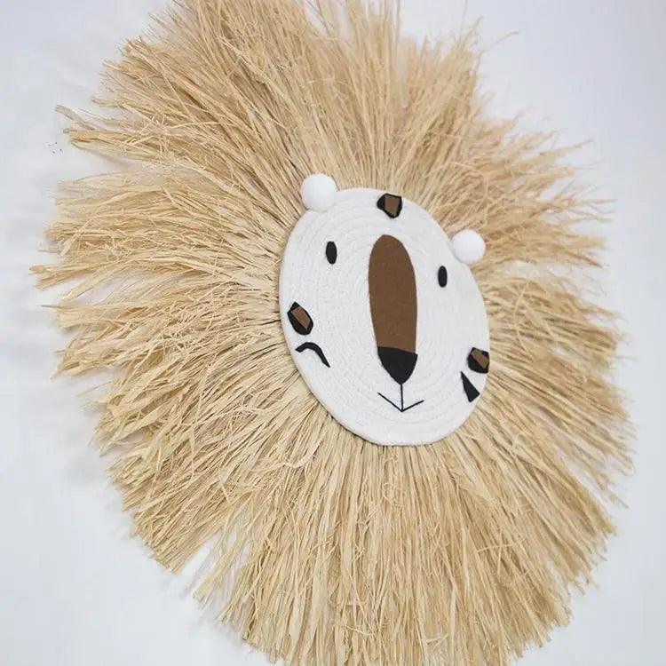 Stylish Interior Hand Woven Cartoon Lion Hanging Decorations Cotton Thread Weaving Animal Head Ornament Children room Wall Hanging