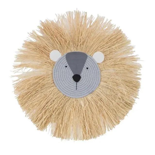 Stylish Interior Hand Woven Cartoon Lion Hanging Decorations Cotton Thread Weaving Animal Head Ornament Children room Wall Hanging