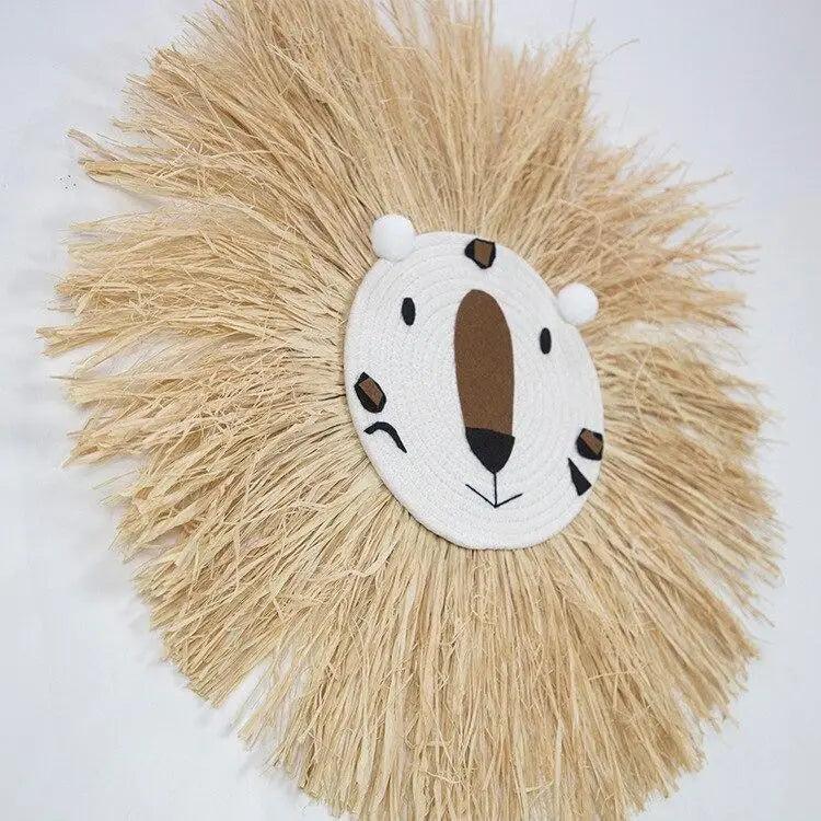 Stylish Interior Hand Woven Cartoon Lion Hanging Decorations Cotton Thread Weaving Animal Head Ornament Children room Wall Hanging