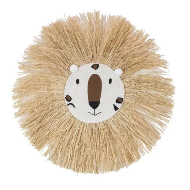 Stylish Interior Hand Woven Cartoon Lion Hanging Decorations Cotton Thread Weaving Animal Head Ornament Children room Wall Hanging