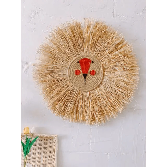 Stylish Interior Hand Woven Cartoon Lion Hanging Decorations Cotton Thread Weaving Animal Head Ornament Children room Wall Hanging