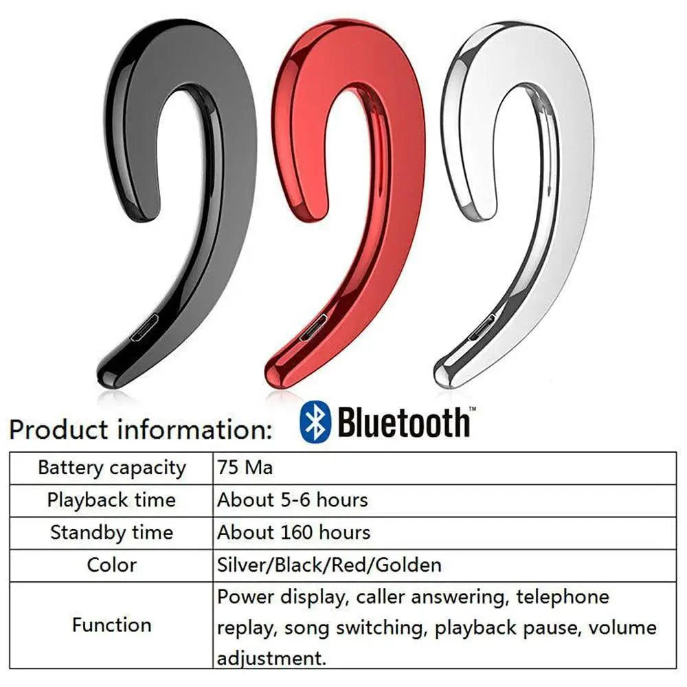 Stylish Unique Design Bone Conduction Earphone Wireless Bluetooth 4.2 Sports Stereo Headset For Laptop Ear Hook Ear Buds Lightweight Waterproof Earpiece For Business