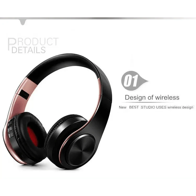 Stylish Wireless Bluetooth Headphone Stereo Headset Music Headset Foldable Wireless and Wired Stereo Headset Micro SD/TF FM For Cell Phone PC