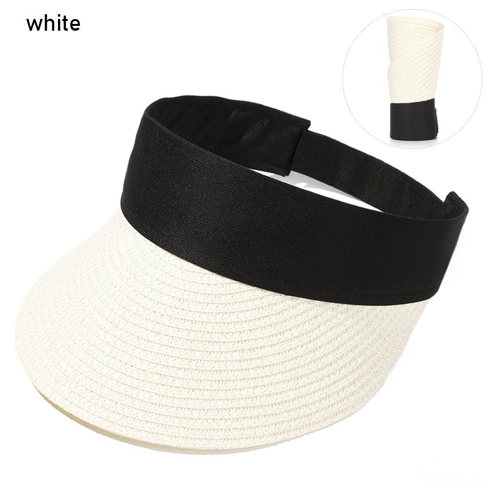 Summer Adjustable Empty Top Hat Portable Foldable Women's Beach Hat Wide Brim Women Sun Hat Fashion Casual Comfortable Cap Visors For Outdoor Activities