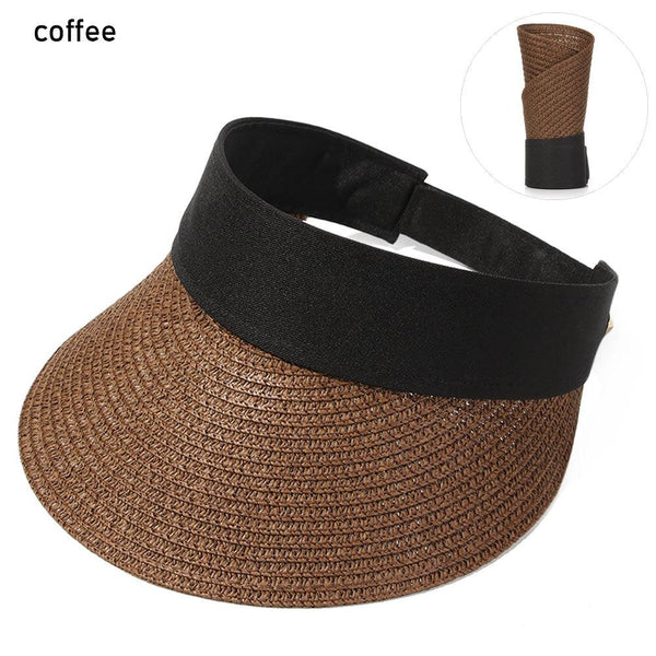 Summer Adjustable Empty Top Hat Portable Foldable Women's Beach Hat Wide Brim Women Sun Hat Fashion Casual Comfortable Cap Visors For Outdoor Activities