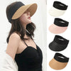 Summer Adjustable Empty Top Hat Portable Foldable Women's Beach Hat Wide Brim Women Sun Hat Fashion Casual Comfortable Cap Visors For Outdoor Activities