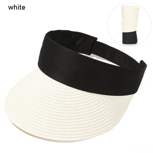 Summer Adjustable Empty Top Hat Portable Foldable Women's Beach Hat Wide Brim Women Sun Hat Fashion Casual Comfortable Cap Visors For Outdoor Activities