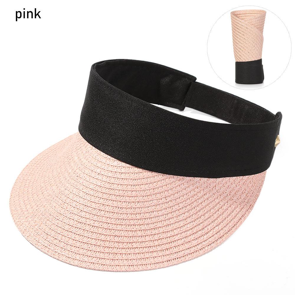 Summer Adjustable Empty Top Hat Portable Foldable Women's Beach Hat Wide Brim Women Sun Hat Fashion Casual Comfortable Cap Visors For Outdoor Activities