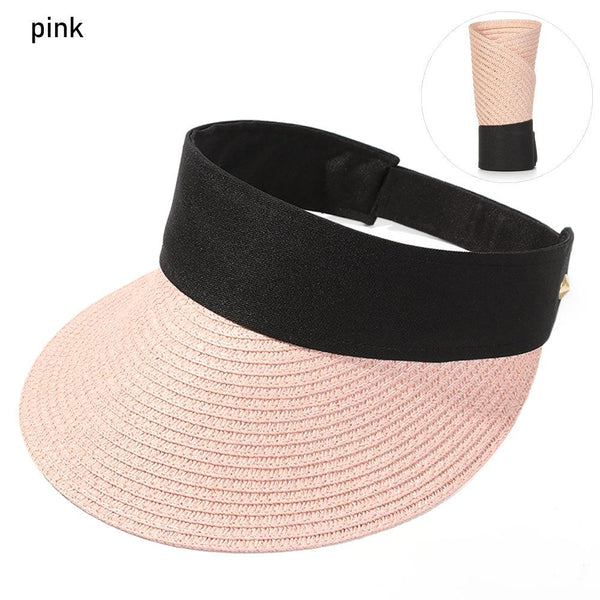 Summer Adjustable Empty Top Hat Portable Foldable Women's Beach Hat Wide Brim Women Sun Hat Fashion Casual Comfortable Cap Visors For Outdoor Activities