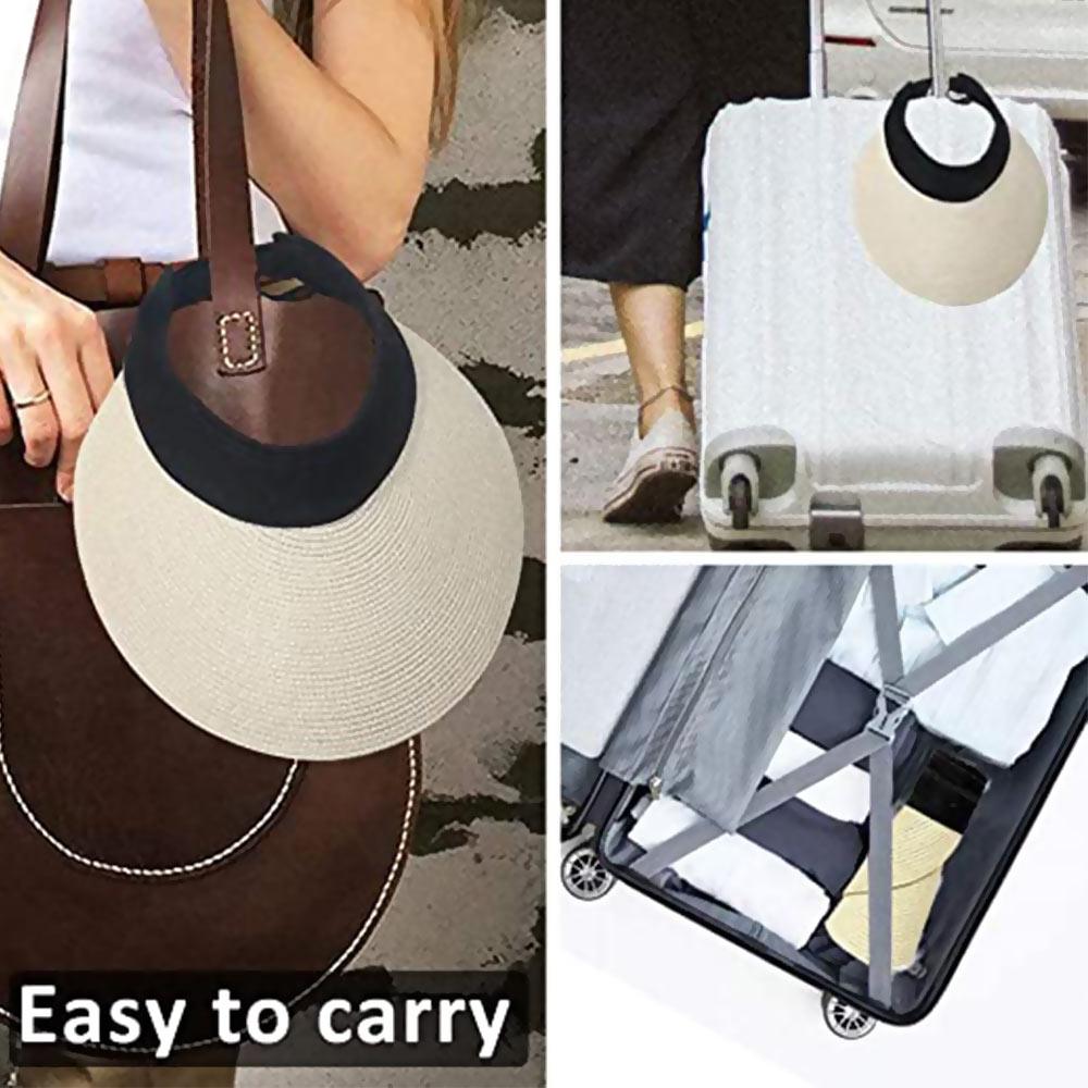 Summer Adjustable Empty Top Hat Portable Foldable Women's Beach Hat Wide Brim Women Sun Hat Fashion Casual Comfortable Cap Visors For Outdoor Activities