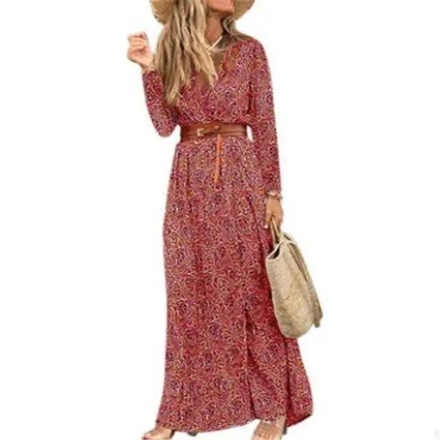 Summer Beach Stylish Womens Dress Long Casual V-Neck Party Comfort Fashion Women Dress