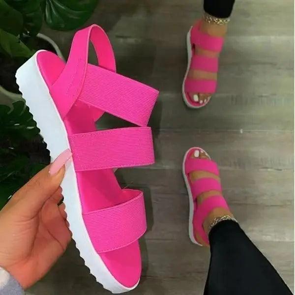 Summer Elastic Womens Sandals Solid Colorful Beach Soft Modern Stylish Women Sandals