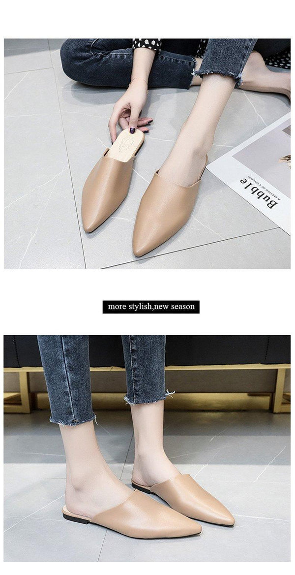 Summer Elegant Ladies Slippers Slip On Square Heel Shoes High Heels Women Pumps Women Flats Elastic Mules Comfortable Slip On Women's Flats Loafers Casual Flat Shoes