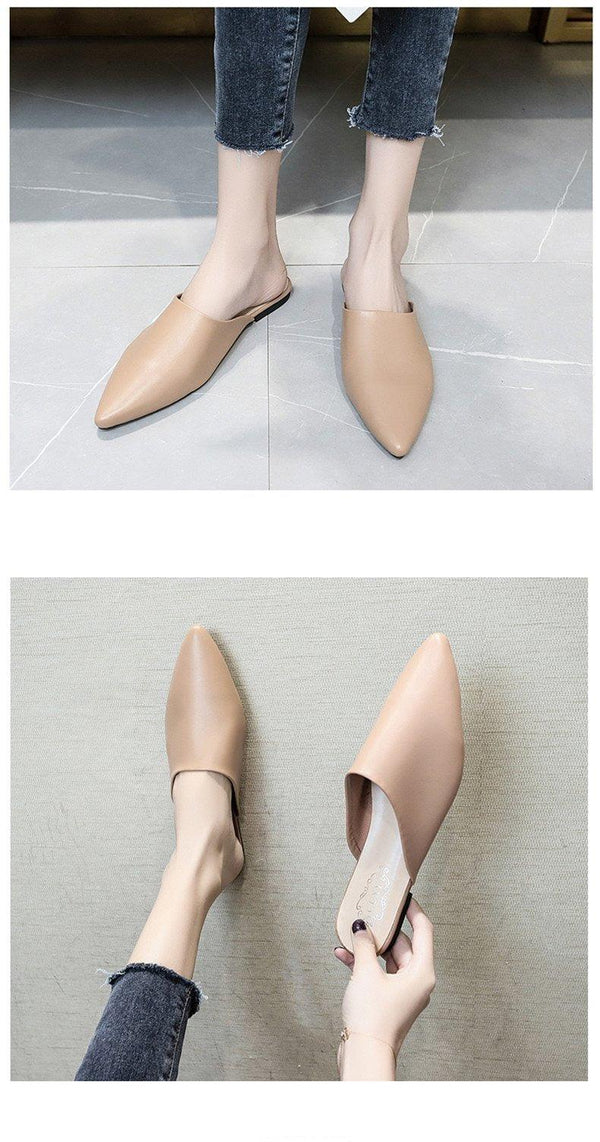 Summer Elegant Ladies Slippers Slip On Square Heel Shoes High Heels Women Pumps Women Flats Elastic Mules Comfortable Slip On Women's Flats Loafers Casual Flat Shoes