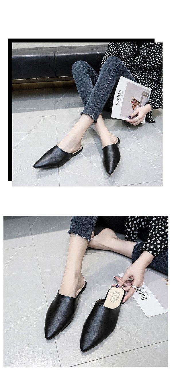 Summer Elegant Ladies Slippers Slip On Square Heel Shoes High Heels Women Pumps Women Flats Elastic Mules Comfortable Slip On Women's Flats Loafers Casual Flat Shoes