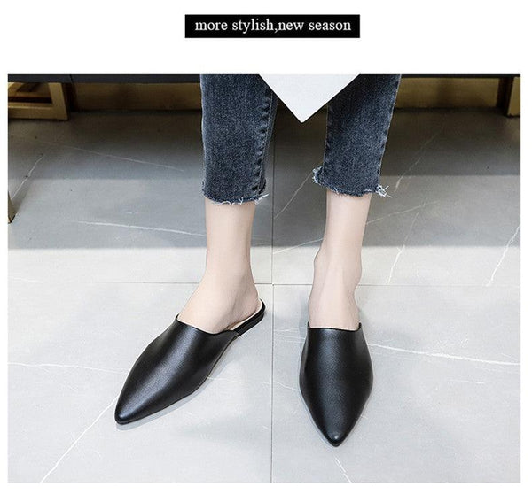 Summer Elegant Ladies Slippers Slip On Square Heel Shoes High Heels Women Pumps Women Flats Elastic Mules Comfortable Slip On Women's Flats Loafers Casual Flat Shoes