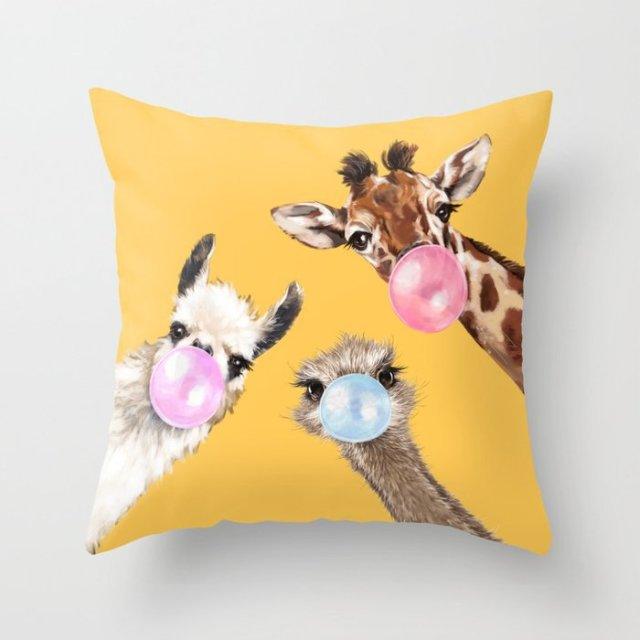 Summer Fashion Fresh Yellow Cute Pillows Case Geometry Yellow Pillow Case Cushion Cover Polyester Pillowcase Floral Cushion Case Modern Decorative Pillows For Bed Sofa Couch 45x45CM