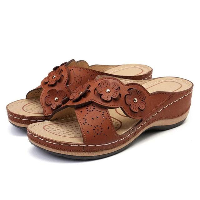 Summer Flat Sandal For Women Multicolor Handmade Retro Flowers Flip-Flops Women Slippers Cute Flat Summer Flats Sandals Women Strappy Flat Open Toe Sandals