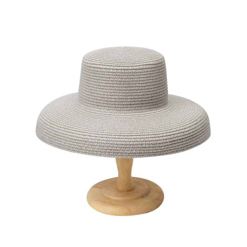 Summer Hat New Female Sun Hat Folding Beach Hat New Women's Ladies Wide Large Brim Floppy Folding Summer Beach Sun Hat Straw Cap Big Brim Elegant White Travel Sun Hat 55-58CM