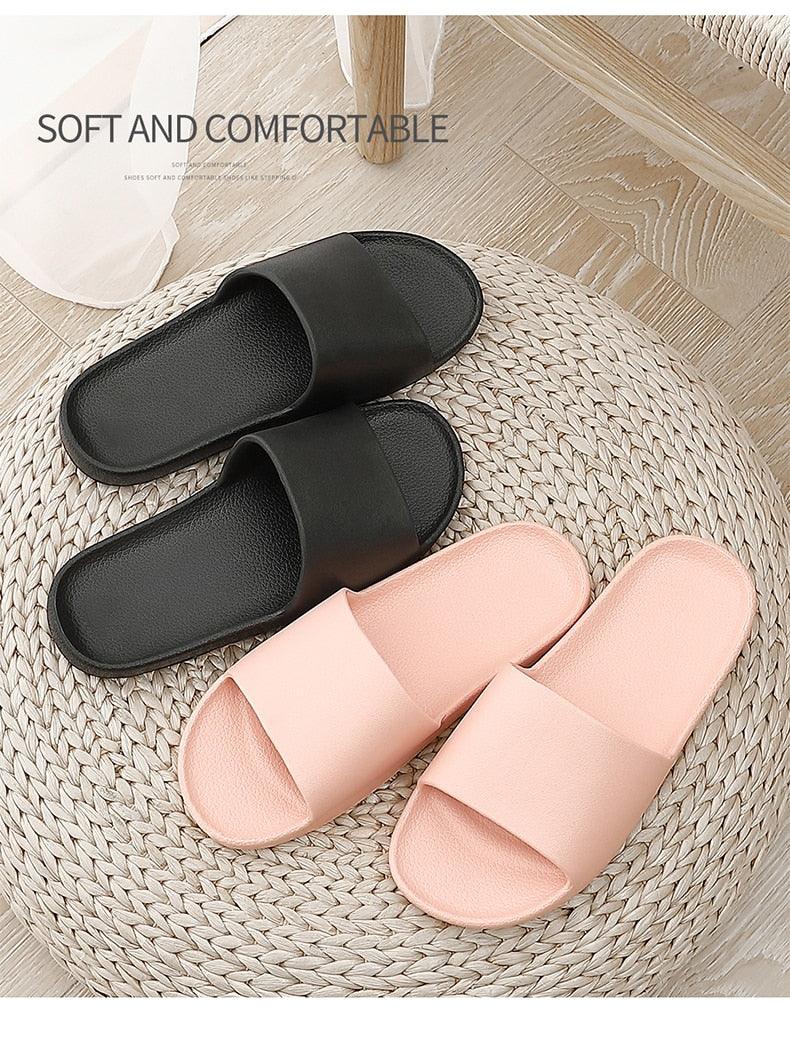 Summer Home Mens Slippers Simple Black White Shoes Non-Slip Bathroom Slides Flip Flops Indoor Women Slippers Soft Slides Slippers For Men Cloud Cushioned Slides Thick Non-Slip Pool Gym House Slipper