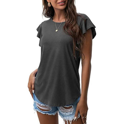 Summer Knit Ruffle Short Sleeve Top