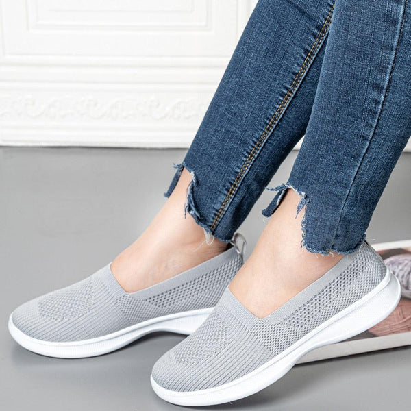 Summer Knitting Sock Women's Sneakers Slip On Shoes Lightweight Flat Women's Sports Breathable Mesh Platform Fashion Casual Slip On Easy Walking Espadrilles