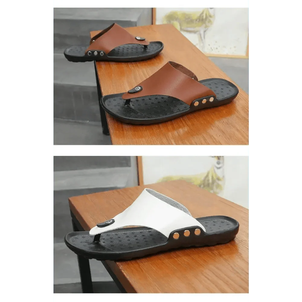 Summer Modern Design Men Flip-Flops For Beach Slippers Classic Brown Sandals Comfortable Casual Beach Outdoor Slippers For Men