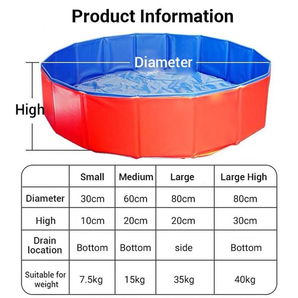 Summer Pools for Dogs Foldable Pet Bath Swimming Tub Bathtub Outdoor Indoor Collapsible Bathing Pool Play Interactive Cool Down Dog Pool Foldable Pool Bathtub PVC Dog Cat Children Swimming Pool