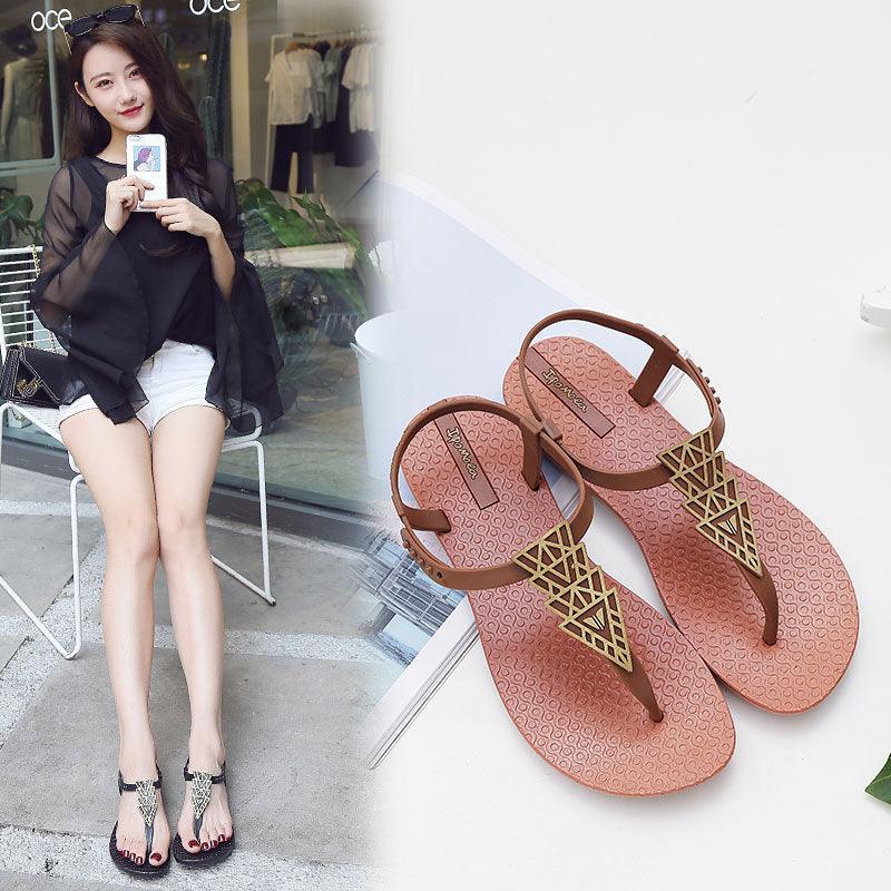 Summer Sandals Women New Flat Slides Flip Flops Seaside Vacation Shoes Woman Beach Flat Style Casual Sandals Slippers Beach Shoes Dress Summer Beach Shoes Thong Slippers