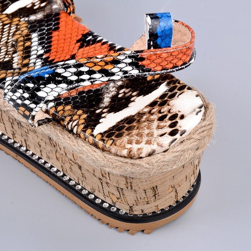 Summer Sandals Women Platform Shoes Candy Color Casual Girls Slip On Strap Cross Platform Espadrille Open Toe High Heel Sandals With Ankle Strap Buckle Up Shoes