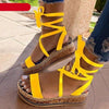 Summer Sandals Women Platform Shoes Candy Color Casual Girls Slip On Strap Cross Platform Espadrille Open Toe High Heel Sandals With Ankle Strap Buckle Up Shoes