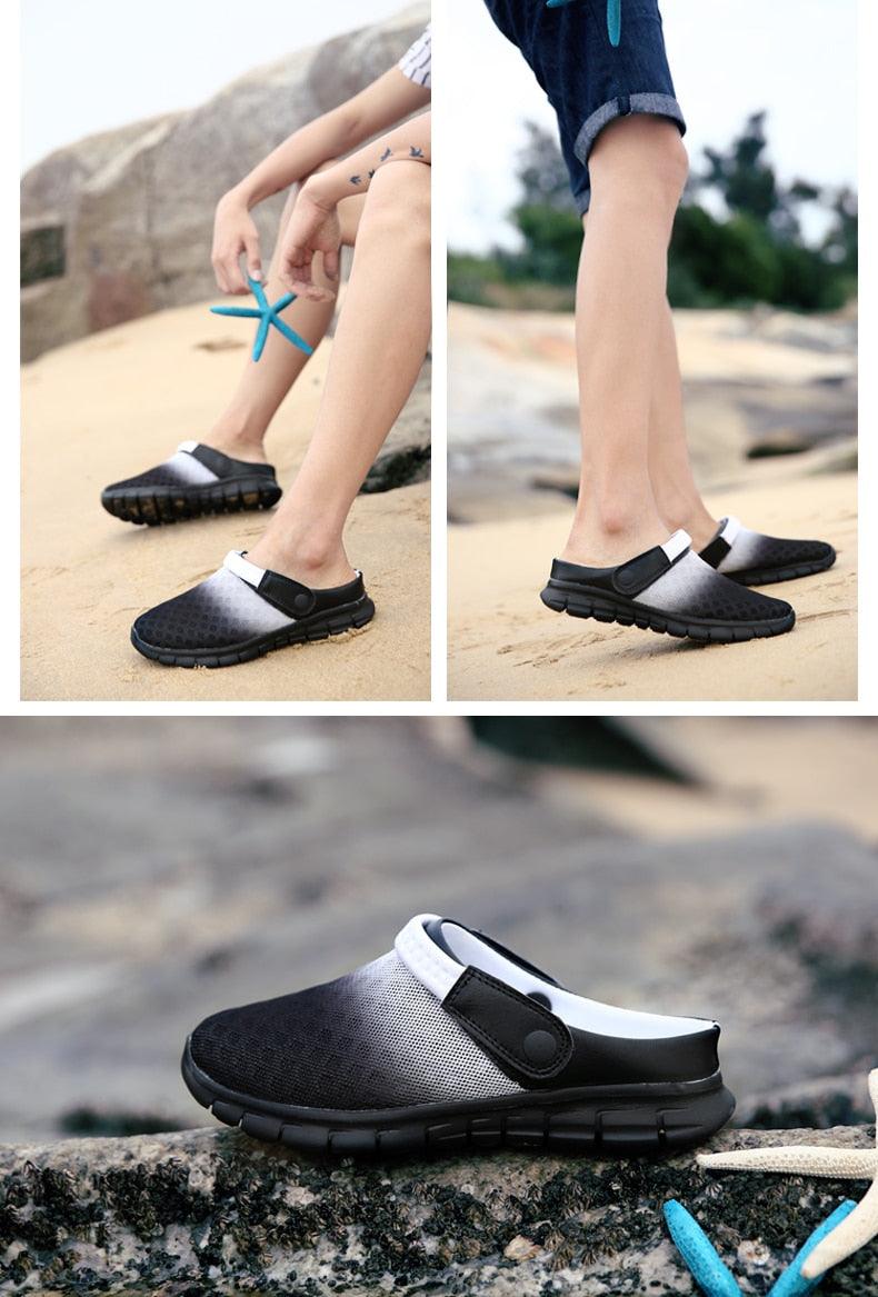 Summer Shoes Men Sandals Colorful Couples Beach Slippers Clogs Mens Breathable Summer Beach Slippers Lightweight Mesh Sandals Outdoor Walking Shoes