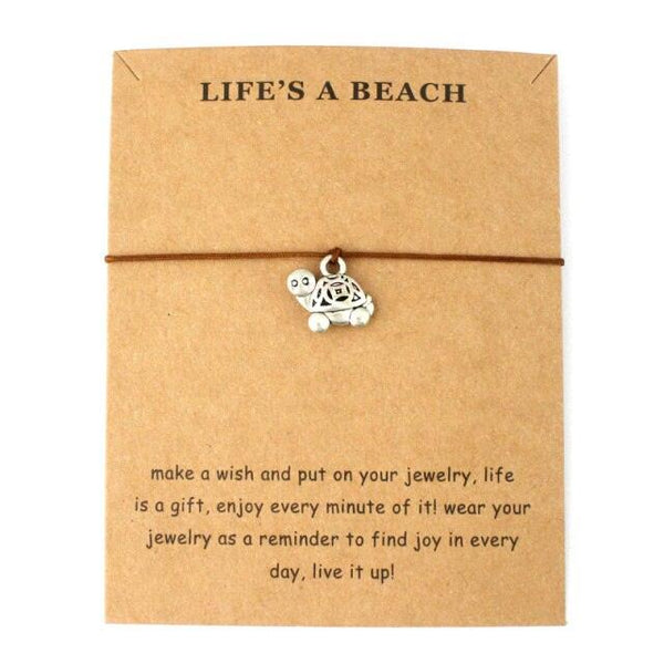Summer Style Adjustable Jewelry Make a Wish Silver Sea Turtles Charm Women Men Bracelets Beach Sea Turtles Rope String Bracelets Anklets Family Handmade Adjustable Turtle String Bracelet For Women Kids