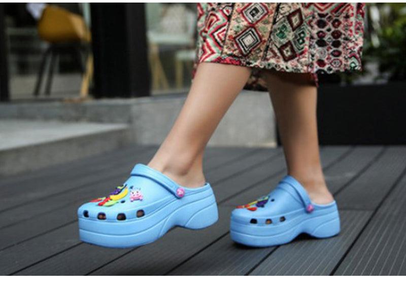 Summer Women Clogs Platform Garden Sandals Fruit Slippers Slip On Beach Shoes Fashion Slides Platform Clogs Beach Sandals Slippers For Women