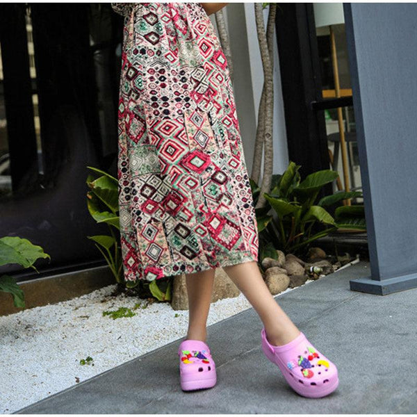 Summer Women Clogs Platform Garden Sandals Fruit Slippers Slip On Beach Shoes Fashion Slides Platform Clogs Beach Sandals Slippers For Women
