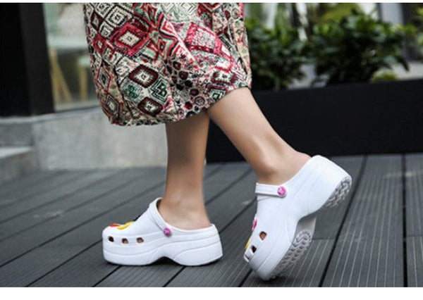 Summer Women Clogs Platform Garden Sandals Fruit Slippers Slip On Beach Shoes Fashion Slides Platform Clogs Beach Sandals Slippers For Women