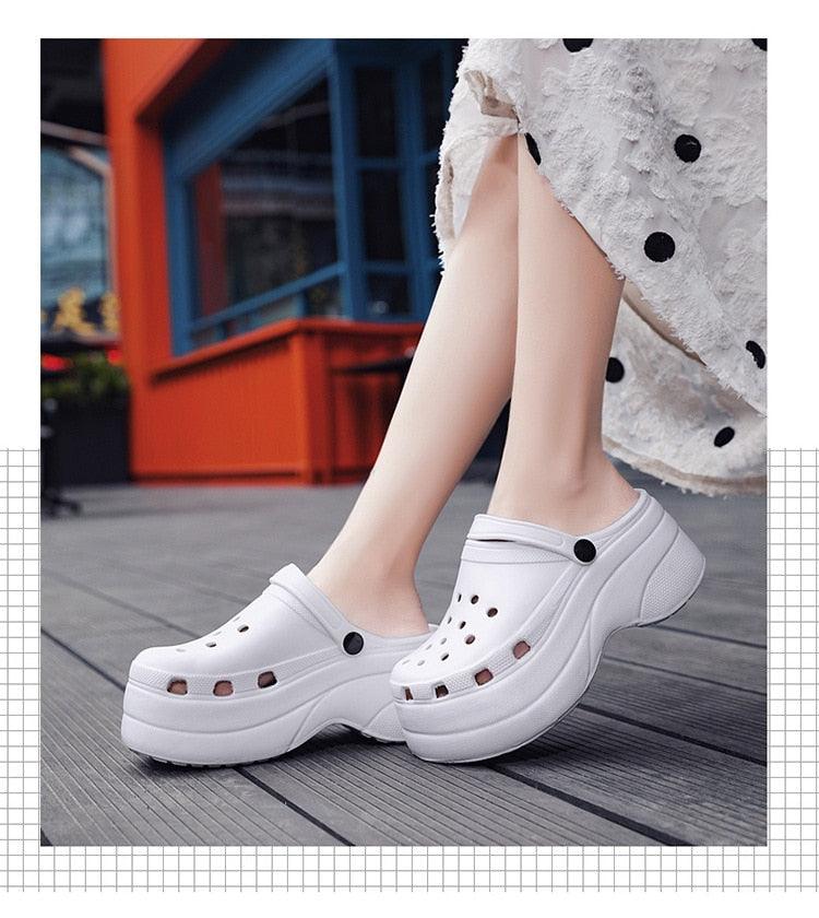 Summer Women Clogs Quick Dry Rainbow Tie Thick Wedges Garden Shoes Beach Sandals Flip Flops For Women Slipper Lightweight Home Slip On Walking Casual Art Painted Travel Holiday Shoes