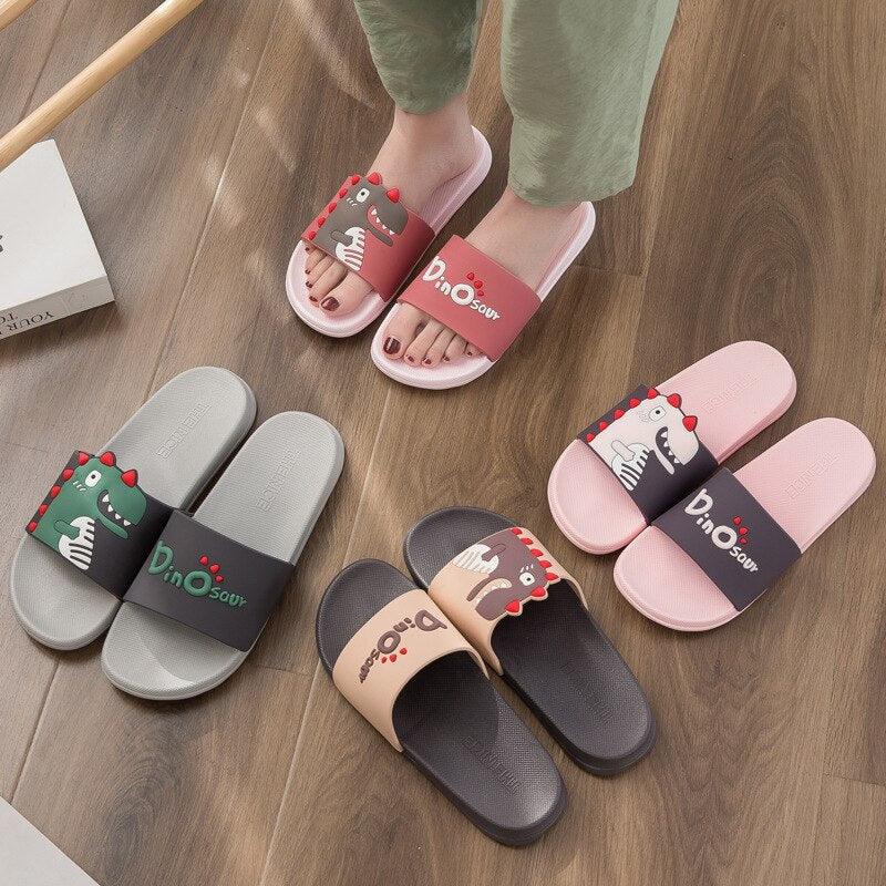 Summer Women Floor Flat Shoes Lovely Indoor Flip Flops Female Non-Slip Bathroom Home Slippers Women Cartoon Comfort Slip-On Sandal Shower Water Shoe