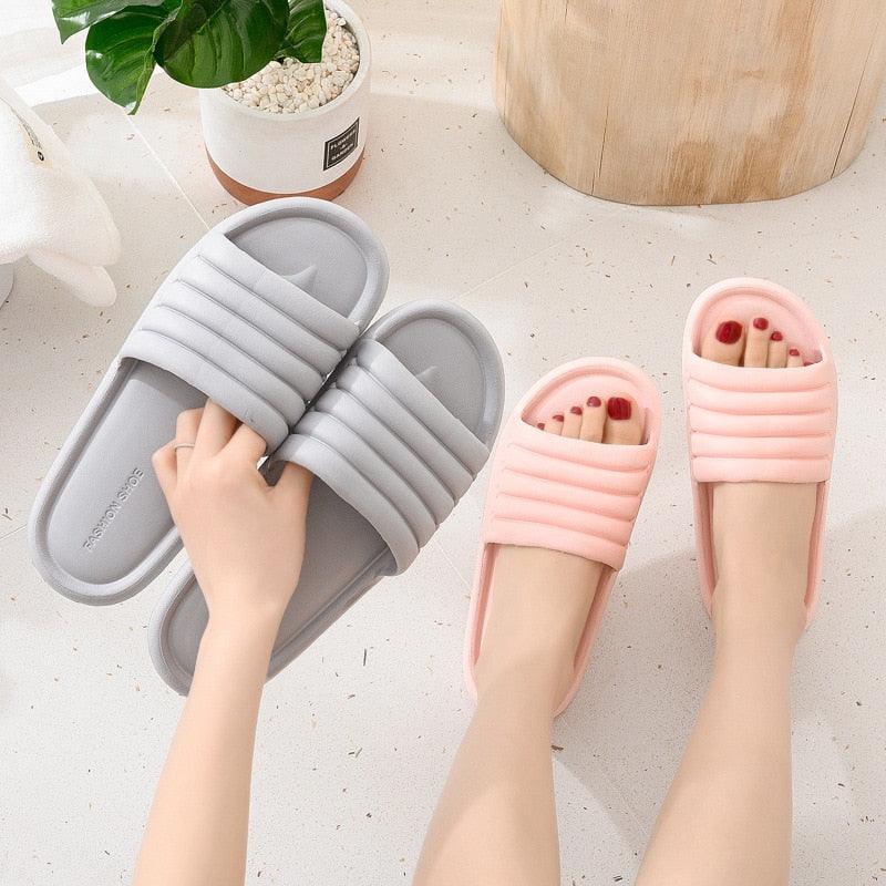 Summer Women Indoor Slippers Floor Flat Shoes Indoor Eva Flip Flops Non-Slip Bathroom Home Slippers Quick Drying Sandals EVA Anti-slip Open Toe Soft Slippers Shoes Pool Slippers