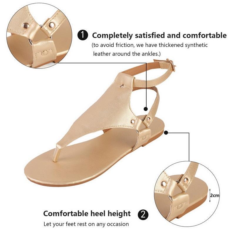 Summer Women's Sandals Fashion Fat Bottom Female Clip Toe Shoes Outdoor Beach Sandal Flat Sandal Ankle Strap Open Toe Breathable Summer Sandals Adjustable Buckle Strap Women Sandals