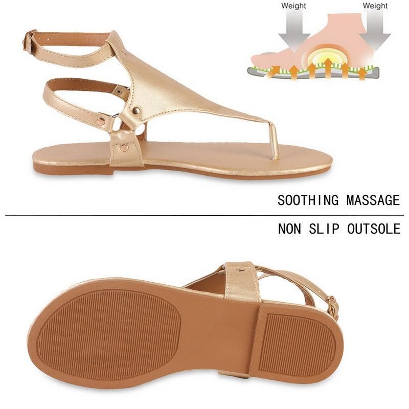 Summer Women's Sandals Fashion Fat Bottom Female Clip Toe Shoes Outdoor Beach Sandal Flat Sandal Ankle Strap Open Toe Breathable Summer Sandals Adjustable Buckle Strap Women Sandals