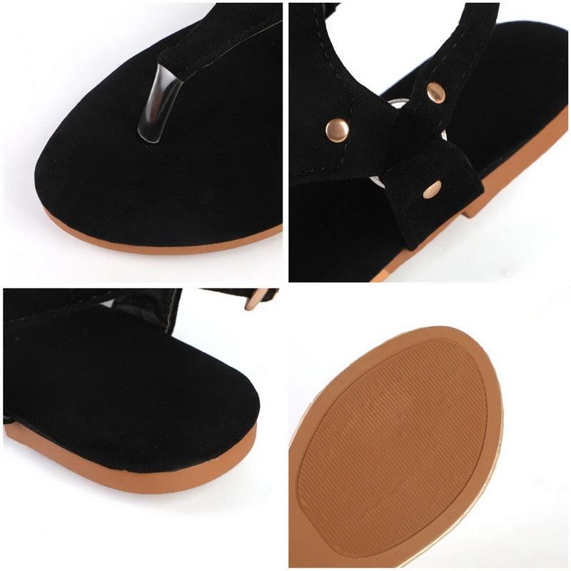 Summer Women's Sandals Fashion Fat Bottom Female Clip Toe Shoes Outdoor Beach Sandal Flat Sandal Ankle Strap Open Toe Breathable Summer Sandals Adjustable Buckle Strap Women Sandals