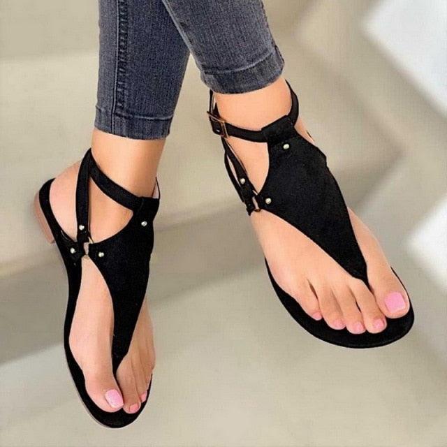 Summer Women's Sandals Fashion Fat Bottom Female Clip Toe Shoes Outdoor Beach Sandal Flat Sandal Ankle Strap Open Toe Breathable Summer Sandals Adjustable Buckle Strap Women Sandals