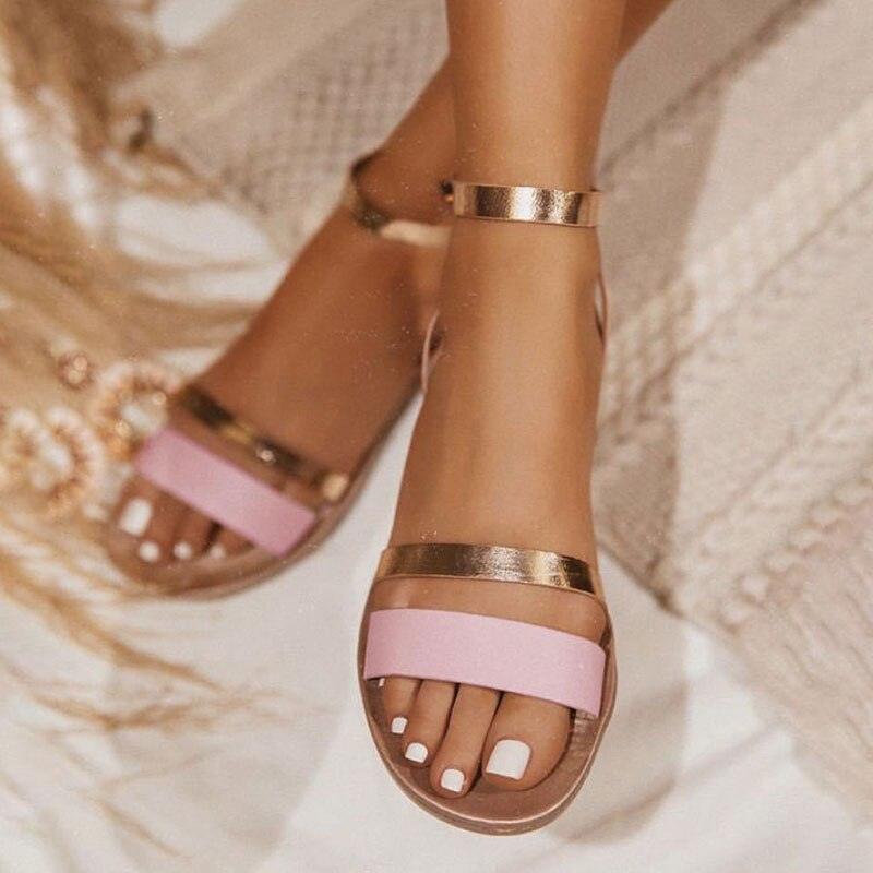 Summer Women's Sandals Fashion Fat Bottom Female Clip Toe Shoes Outdoor Beach Sandal Flat Sandal Ankle Strap Open Toe Breathable Summer Sandals Adjustable Buckle Strap Women Sandals