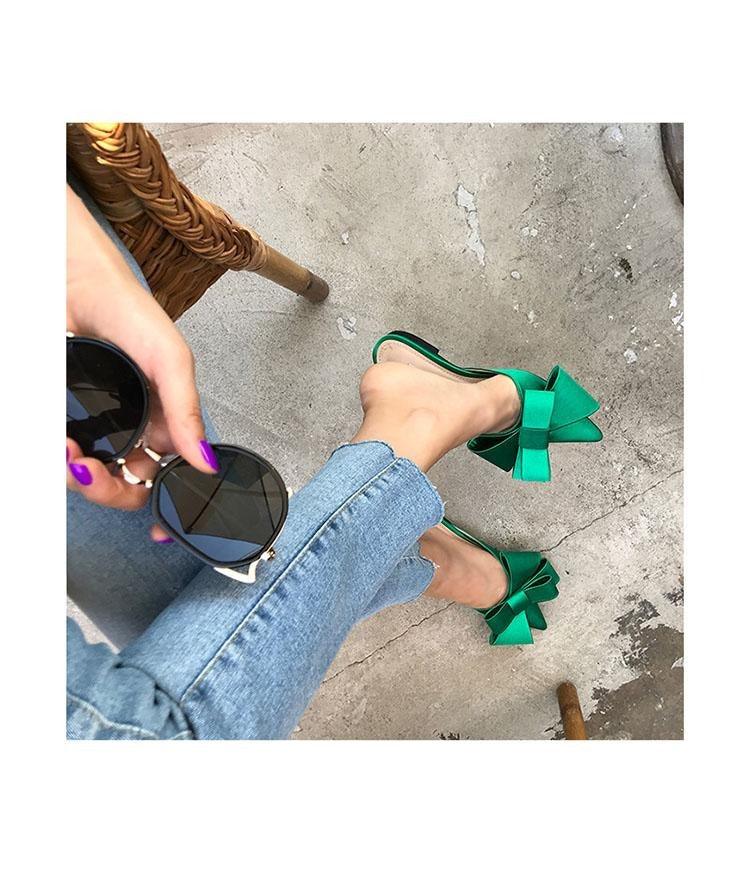 Summer Women's Shoes Silk Satin Trendy Slippers Flat Heel Women's Shoes Silk Satin Pointed Bow Tie Flat Heel Outdoor Sandals Slides Party Sandals Casual Shoes Summer Low Heeled