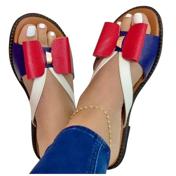 Summer Women Slippers Cute Butterfly-Knot Casual Sandals Lady Slides Flats Slip-On Women Shoes Butterfly Slippers Soft Bottom Comfy Sandals Bathroom Garden Casual Slippers Open-Toe Breathable Travel Shoes