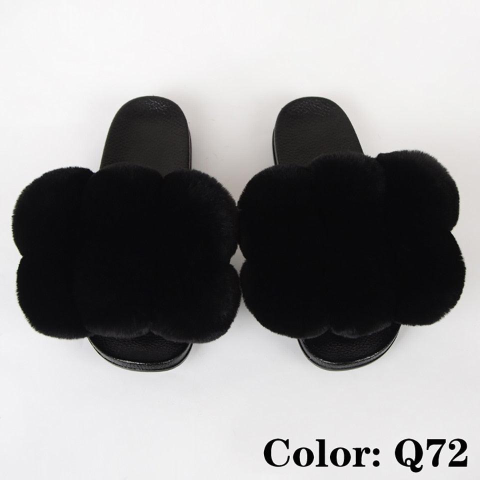 Summer Women Slippers Faux Fur Slides For Women Fluffy Slippers House Shoes Woman Slippers Open Toe Fuzzy Fur Slippers Girls Fluffy House Slides Outdoor Indoor Slippers