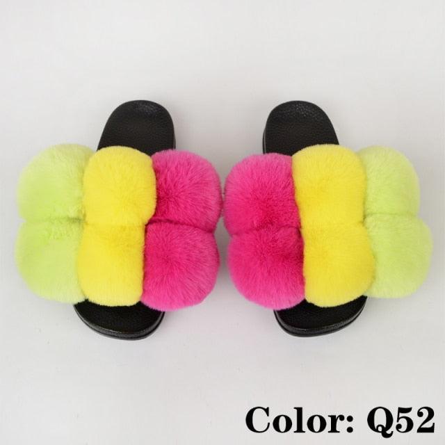 Summer Women Slippers Faux Fur Slides For Women Fluffy Slippers House Shoes Woman Slippers Open Toe Fuzzy Fur Slippers Girls Fluffy House Slides Outdoor Indoor Slippers