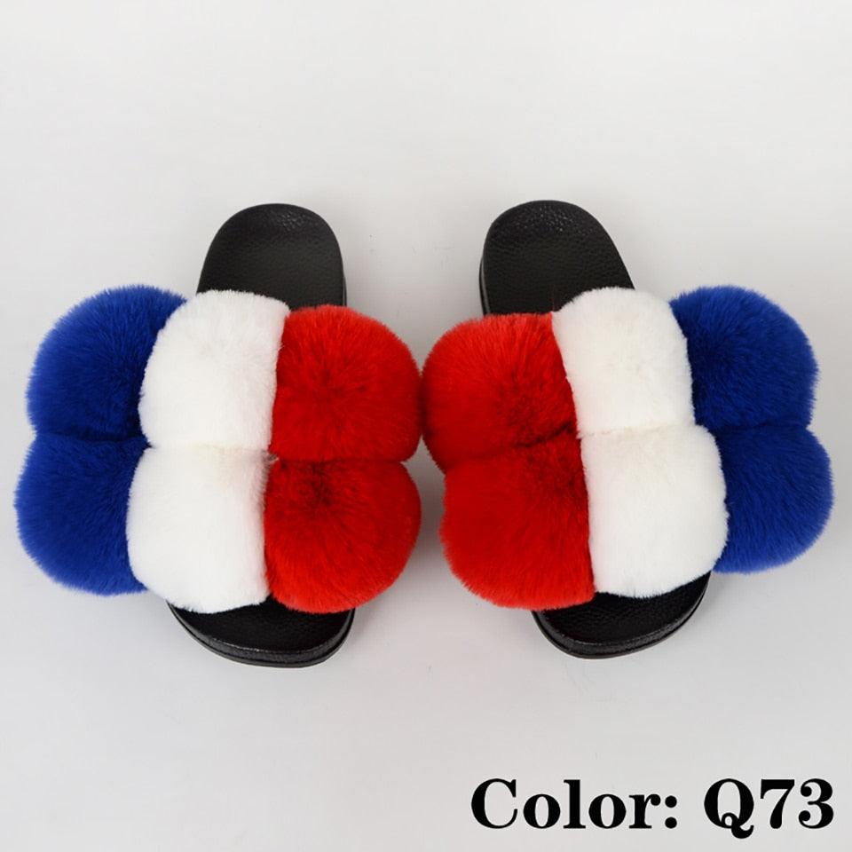 Summer Women Slippers Faux Fur Slides For Women Fluffy Slippers House Shoes Woman Slippers Open Toe Fuzzy Fur Slippers Girls Fluffy House Slides Outdoor Indoor Slippers