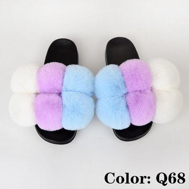 Summer Women Slippers Faux Fur Slides For Women Fluffy Slippers House Shoes Woman Slippers Open Toe Fuzzy Fur Slippers Girls Fluffy House Slides Outdoor Indoor Slippers